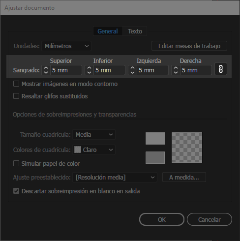 Ventana de Ajustar Documento en Illustrator